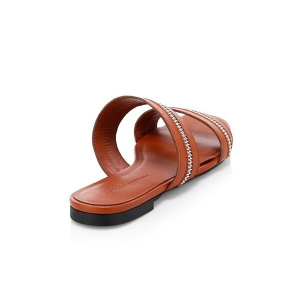REBECCA MINKOFF Marciann Zipper Leather Slide Sandals in Acorn Size 6.5 - Picture 4 of 9
